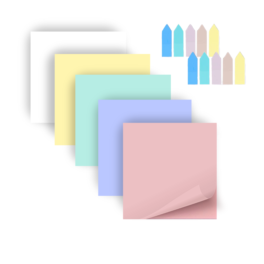 Transparente Haftnotizen PASTEL 5er-Pack (inkl. 2x Page Marker)